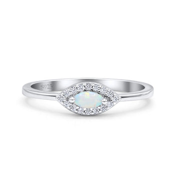 Eye Thumb Ring Trendy Statement Fashion Ring Lab Created White Opal 925 Sterling Silver